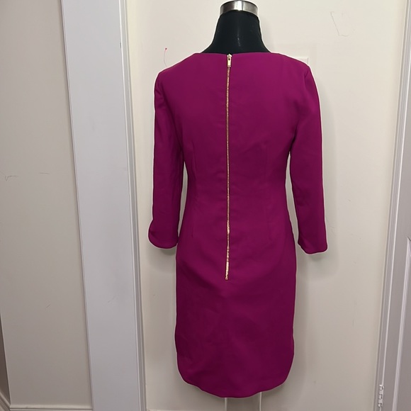 Eliza J Fushia Color Sheath Gold Zipper Lined Dress Size 4 - Picture 5 of 9